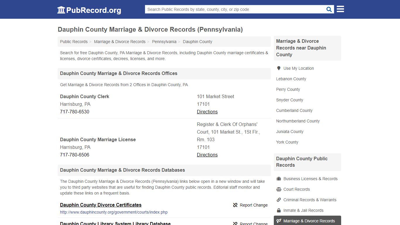 Dauphin County Marriage & Divorce Records (Pennsylvania)